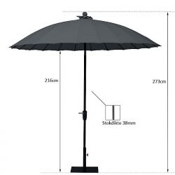 4 Seasons Outdoor Parasol Shanghai 250 Charcoal excl. voet - afbeelding 2