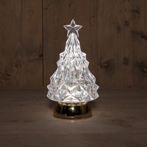 Anna's Collection b.o. glazen boom glitterwater op gouden voet Ø12,5-h23,5cm led warm wit