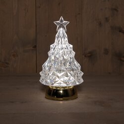 Anna's Collection b.o. glazen boom glitterwater op gouden voet Ø12,5-h23,5cm led warm wit