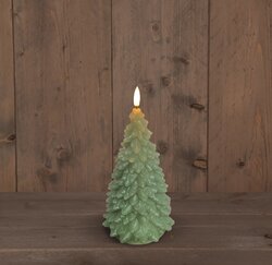 Anna's Collection B.O.T 3D Lont Jade Groen Kerstboom Kaars Rustiek Wax 9,5X20Cm  2Aaa / Timer