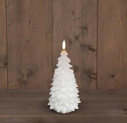 Anna's Collection B.O.T  3D Lont Wit Kerstboom Kaars Rustiek Wax 9,5X20Cm  2Aaa / Timer