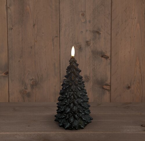 Anna's Collection B.O.T 3D Lont Zwart Kerstboom Kaars Rustiek Wax 9,5X20Cm  2Aaa / Timer