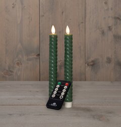 Anna's Collection Dinerkaars Swirl Wax Led Bewegende Vlam Met Afstandsbediening 2 Stuks H23Cm Jade G