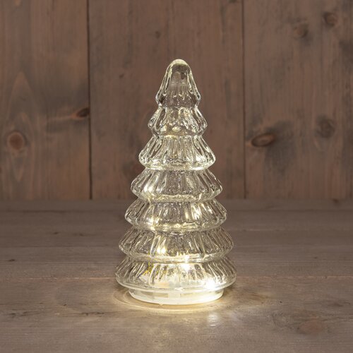 Anna's Collection Kerstboompje Glas 10Led Op Batterij Met Timer 18.5X9.5Cm Helder