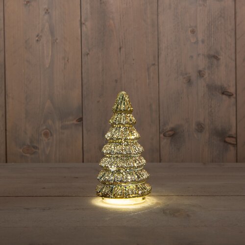 Anna's Collection Kerstboompje Glas 10Led Op Batterij Met Timer 18.5X9.5Cm Metallic Goud