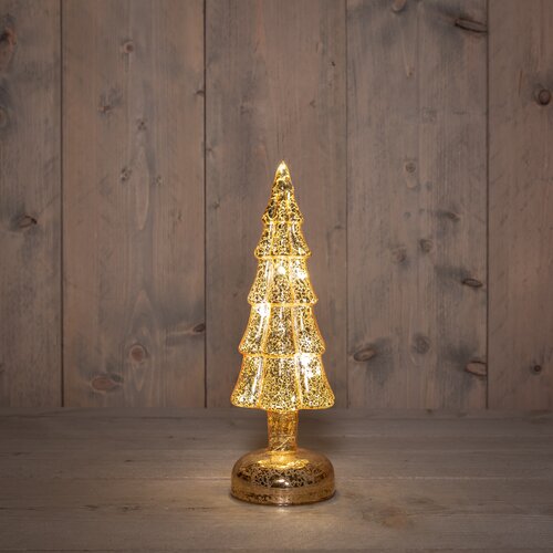 Anna's Collection Kerstboompje Glas Led Op Batterij Met Timer 27.5X9.5Cm Goud