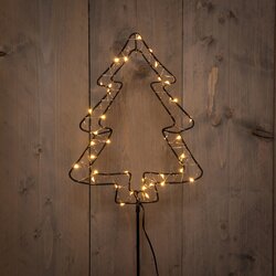 Anna's Collection tuinsteker kerstboom 40 led lampjes h100cm classic warm op batterijen zwart