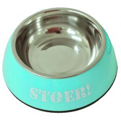 lief! Boys plastic/RVS eetbak voor de hond en kat "Stoer" 14 cm