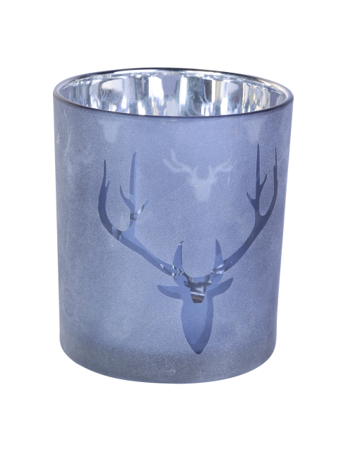 Christmas Behave blue Glass tealight deer head L