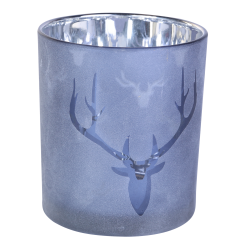 Christmas Behave blue Glass tealight deer head L