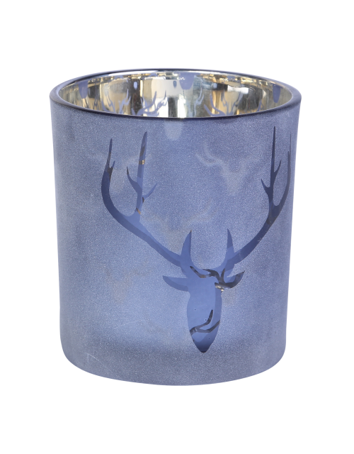 Christmas Behave blue Glass tealight deer head m