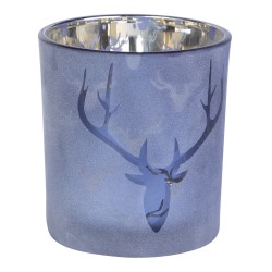 Christmas Behave blue Glass tealight deer head m