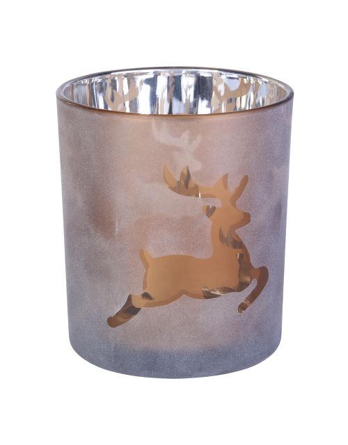 Christmas Behave brown Glass tealight rendeer L