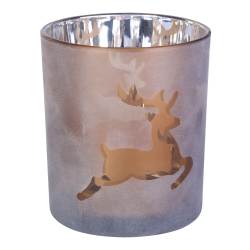 Christmas Behave brown Glass tealight rendeer L