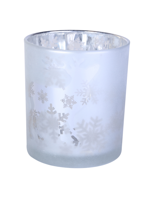 Christmas Behave white Glass tealight deer L