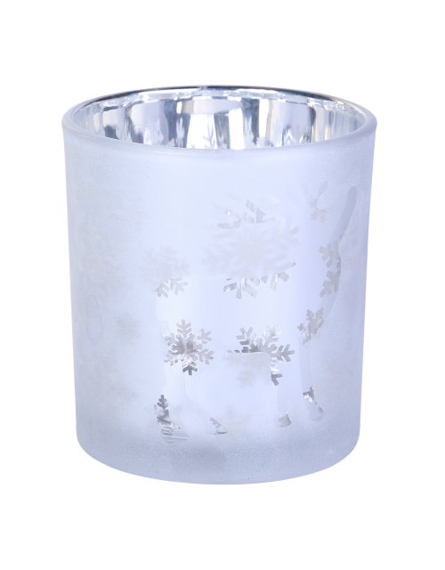 Christmas Behave white Glass tealight deer m