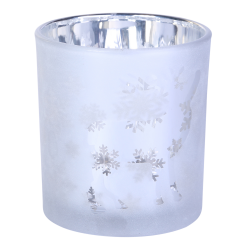 Christmas Behave white Glass tealight deer m