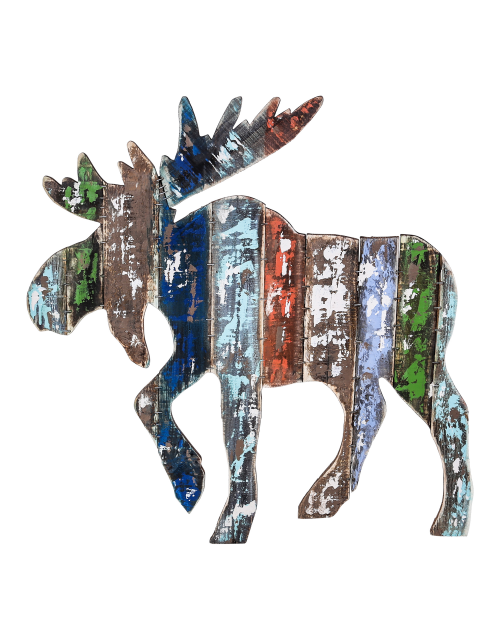 Christmas deco wooden color moose wall