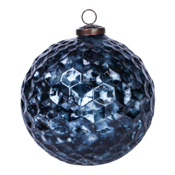 Christmas dented blue Glass ball L