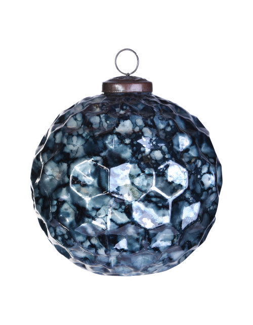 Christmas dented blue Glass ball m