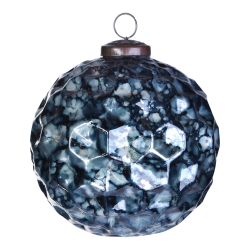 Christmas dented blue Glass ball m