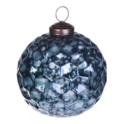 Christmas dented blue Glass ball s