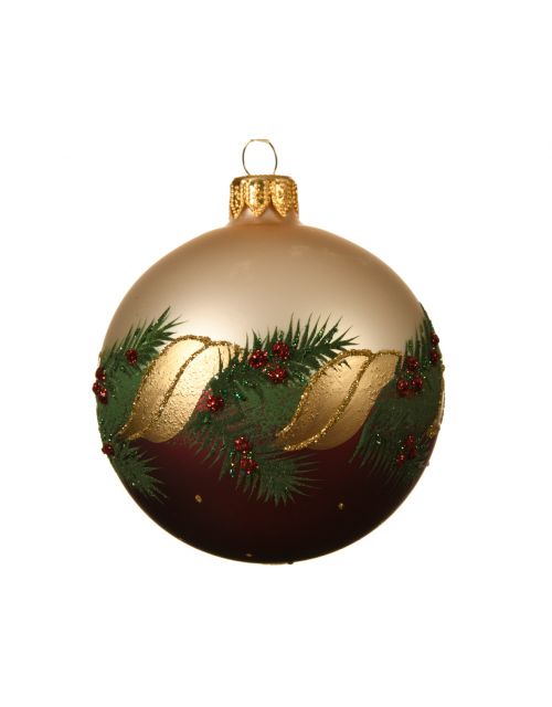 decoris bauble holly half half oxblood