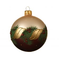 decoris bauble holly half half oxblood