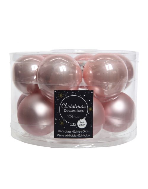 Decoris baubles enamel-matt blush pink