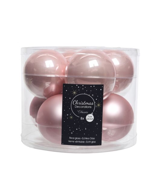 Decoris baubles enamel-matt d7cm blush pink - afbeelding 1