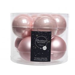 Decoris baubles enamel-matt d7cm blush pink - afbeelding 1