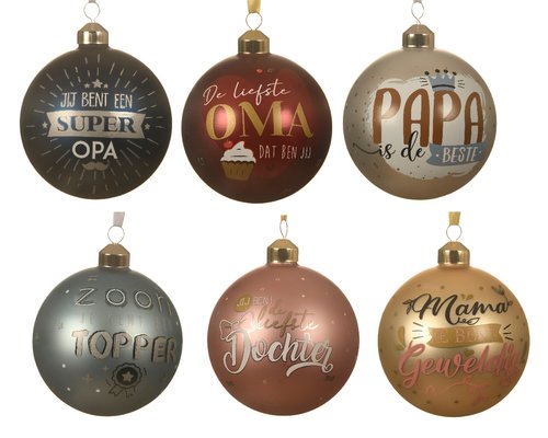 Decoris Glas Kerstbal Familie Teksten