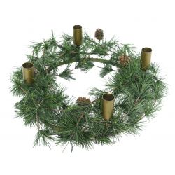 Decoris hardneedle wreath  candleholders d60cm green - afbeelding 2