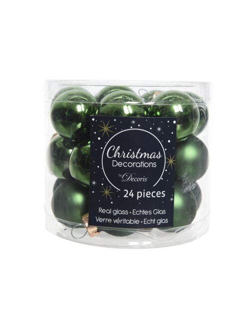 Decoris Kerstballen glas D2.5cm mix dennengroen