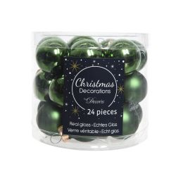 Decoris Kerstballen glas D2.5cm mix dennengroen