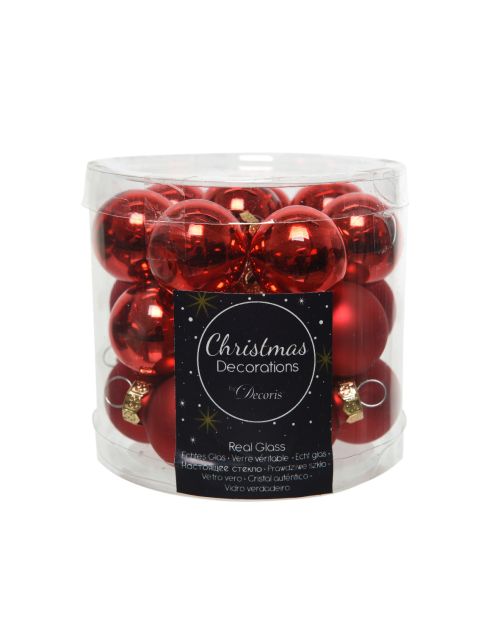 Decoris Kerstballen glas D2.5cm mix kerstrood