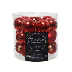 Decoris Kerstballen glas D2.5cm mix kerstrood