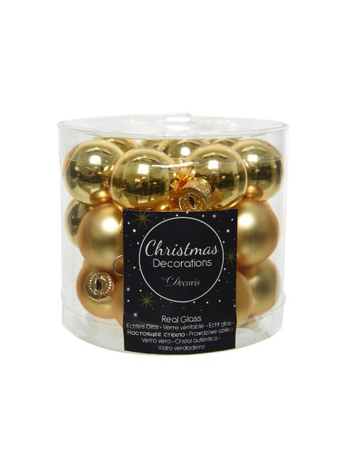 Decoris Kerstballen glas D2.5cm mix licht goud