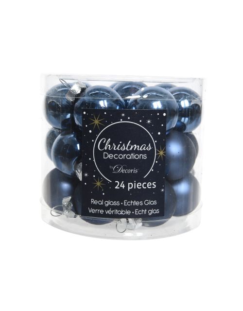 Decoris Kerstballen glas D2.5cm mix nachtblauw