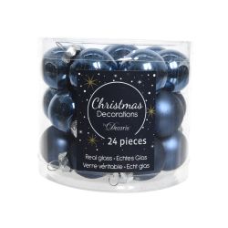 Decoris Kerstballen glas D2.5cm mix nachtblauw