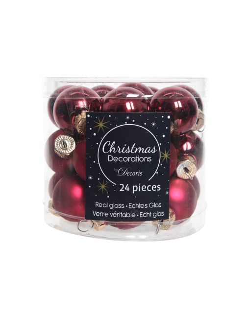 Decoris Kerstballen glas D2.5cm mix ossenbloed