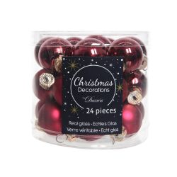 Decoris Kerstballen glas D2.5cm mix ossenbloed