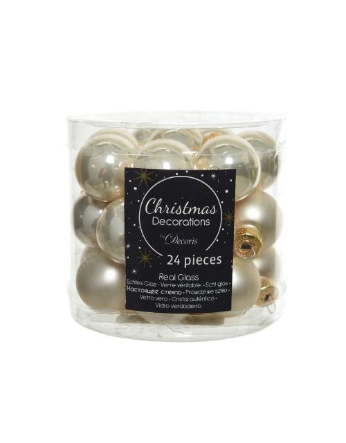 Decoris Kerstballen glas D2.5cm mix parel