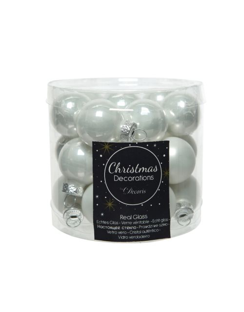 Decoris Kerstballen glas D2.5cm mix winterwit