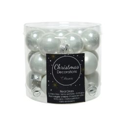 Decoris Kerstballen glas D2.5cm mix winterwit