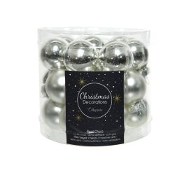 Decoris Kerstballen glas D2.5cm mix zilver