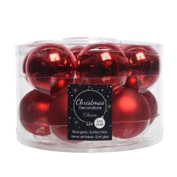 Decoris kerstballen glas mix glanzend mat D5cm kerstrood