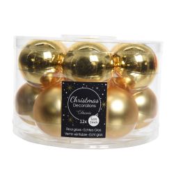 Decoris kerstballen glas mix glanzend mat D5cm licht goud