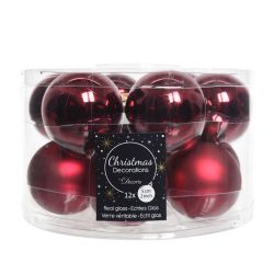 Decoris kerstballen glas mix glanzend mat D5cm ossenbloed