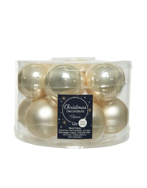 Decoris kerstballen glas mix glanzend mat D5cm parel